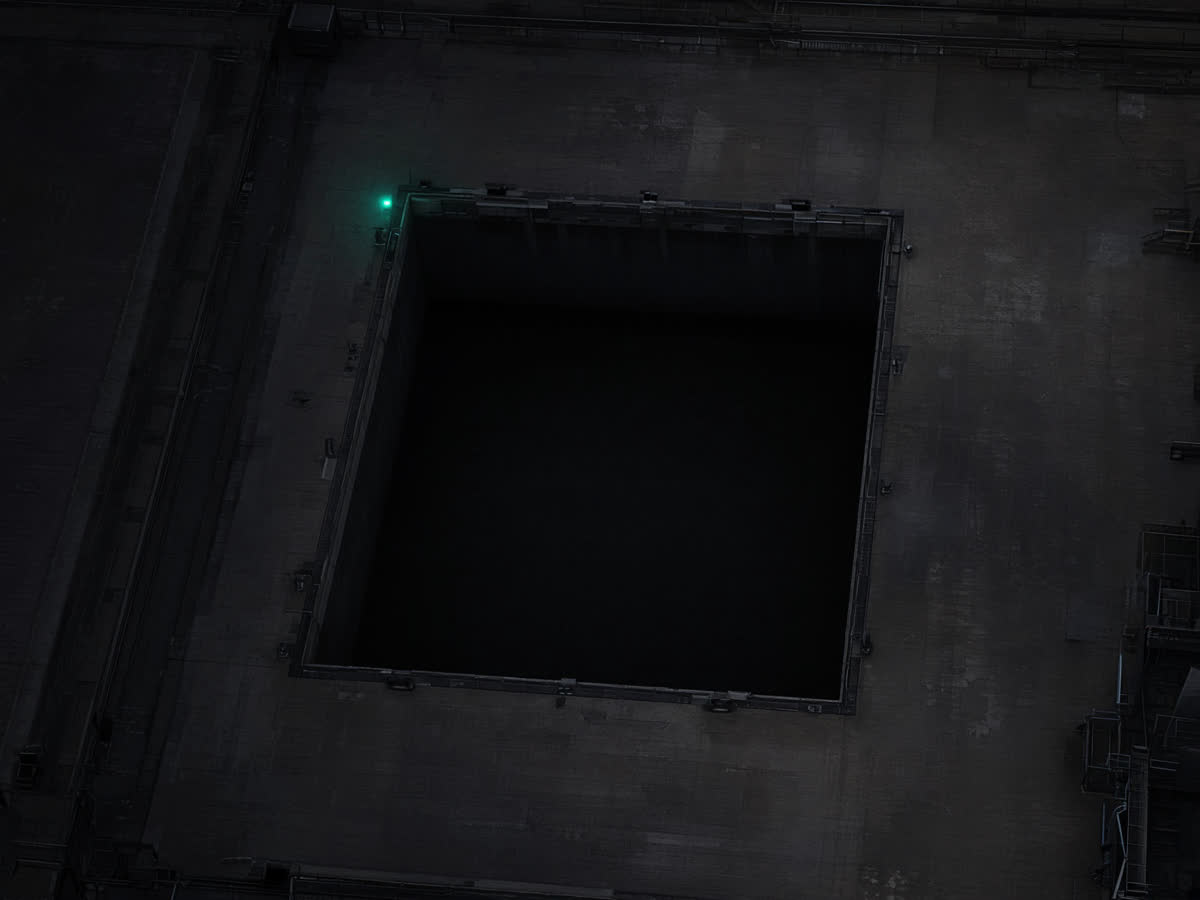 Empty dock slip from above